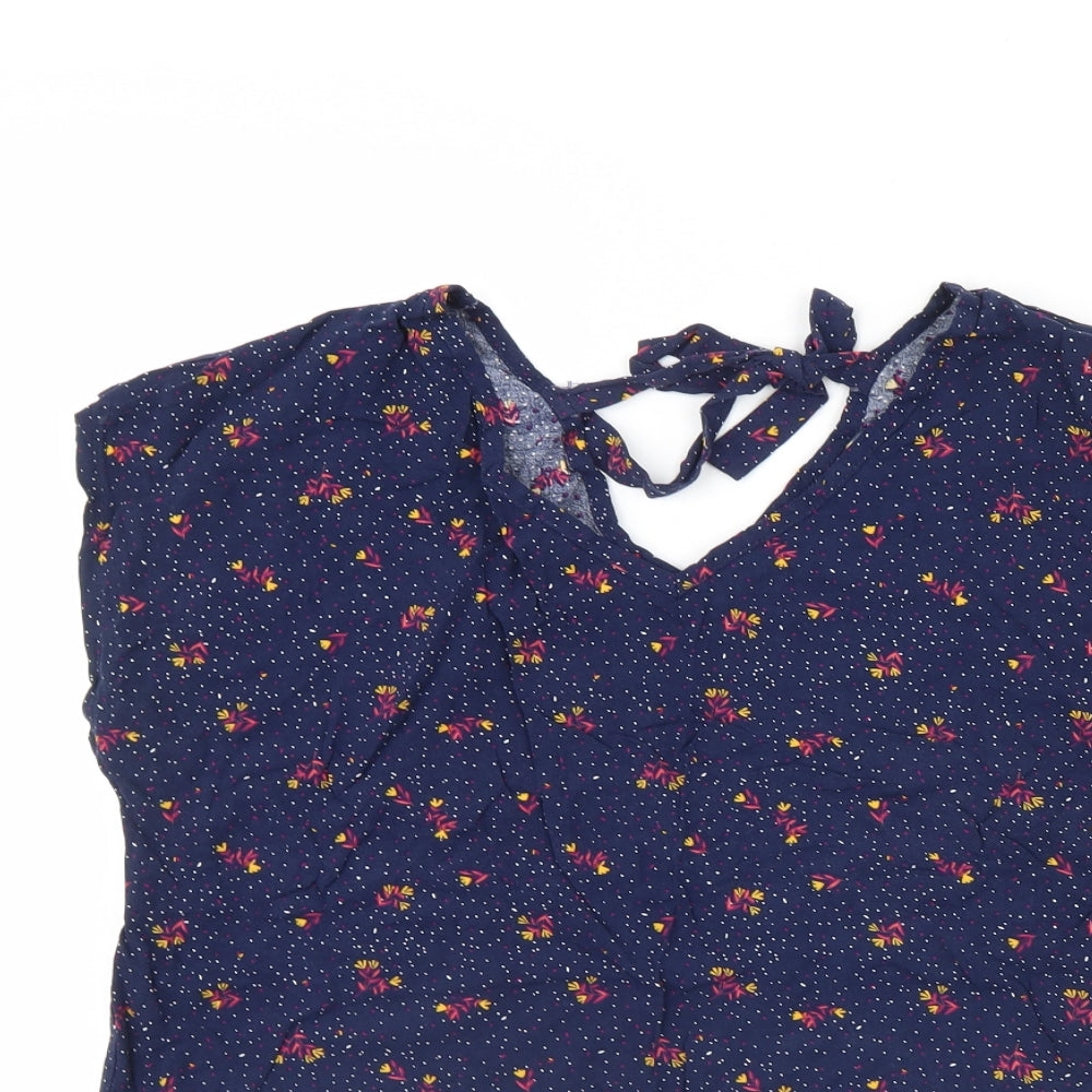 inextenso Womens Blue Floral  Basic Blouse Size 10