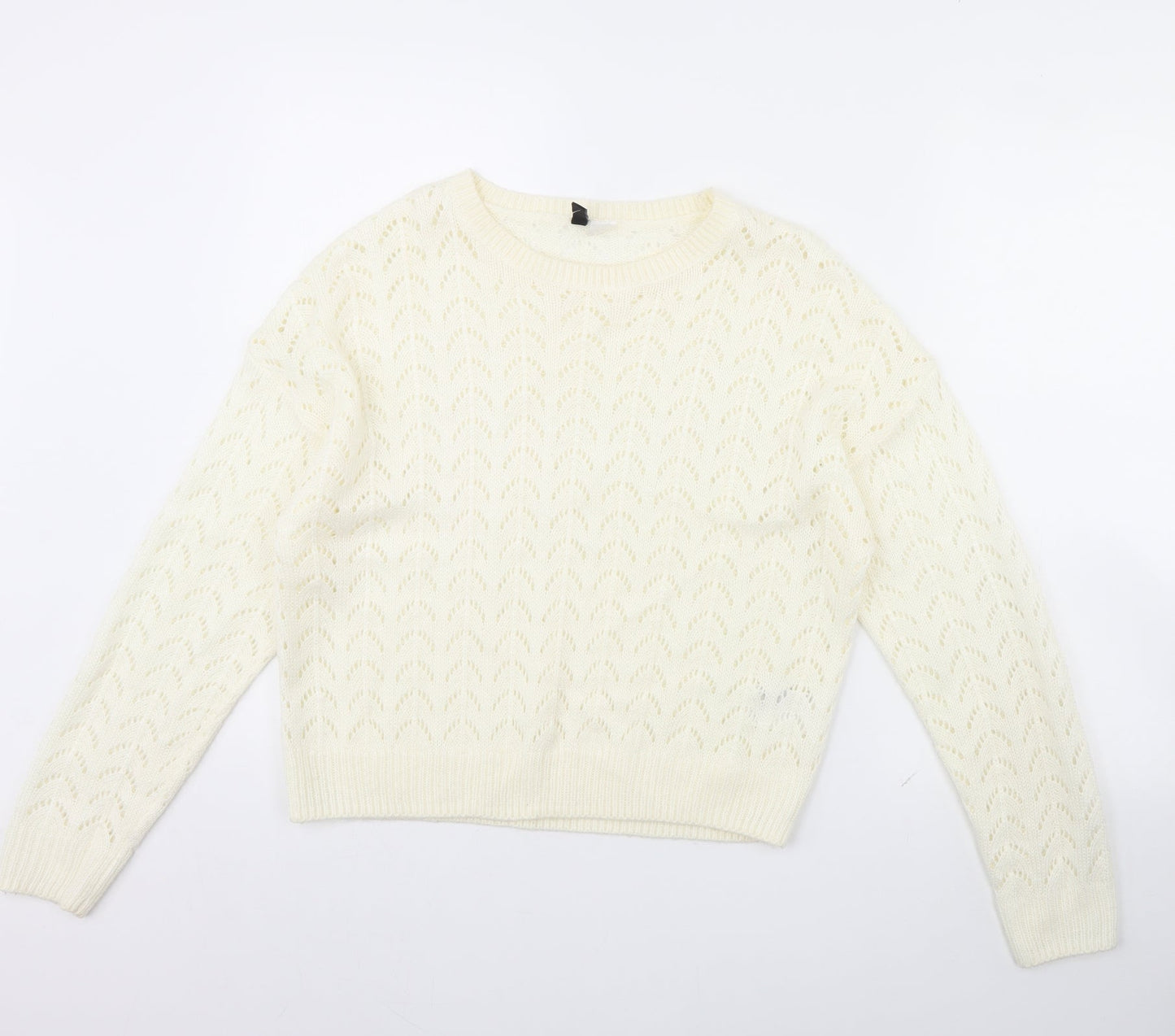 Womens UK Size S Divided White Pullover Jumper