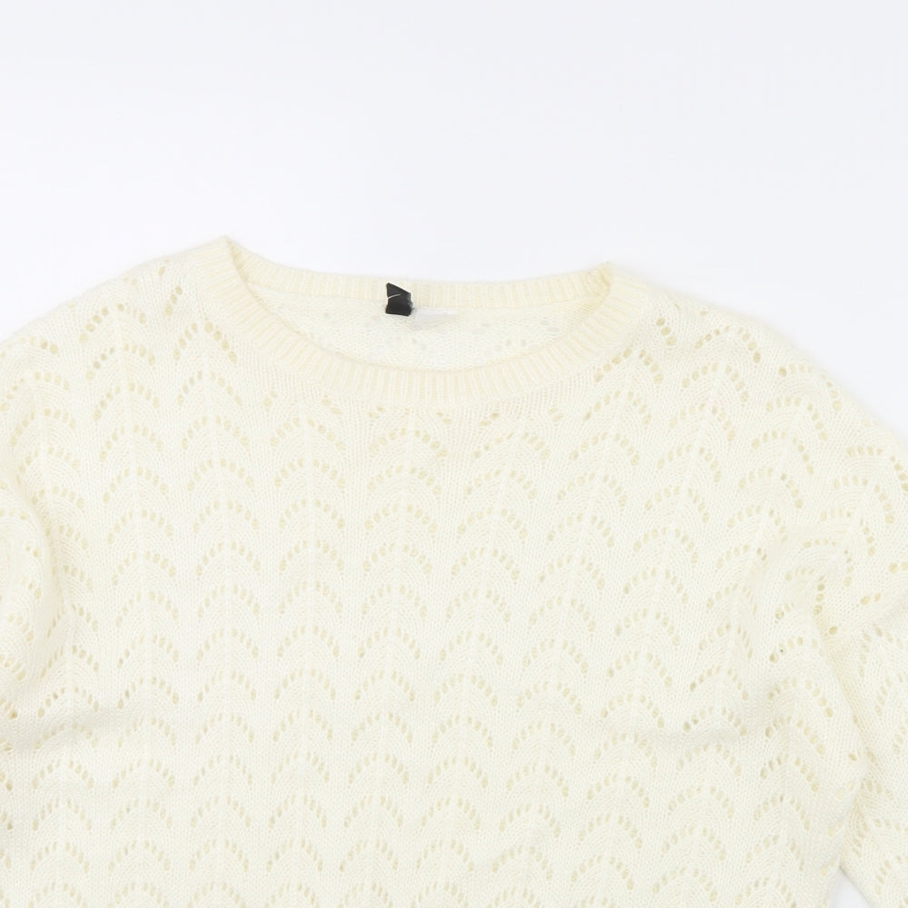 Womens UK Size S Divided White Pullover Jumper