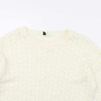 Womens UK Size S Divided White Pullover Jumper