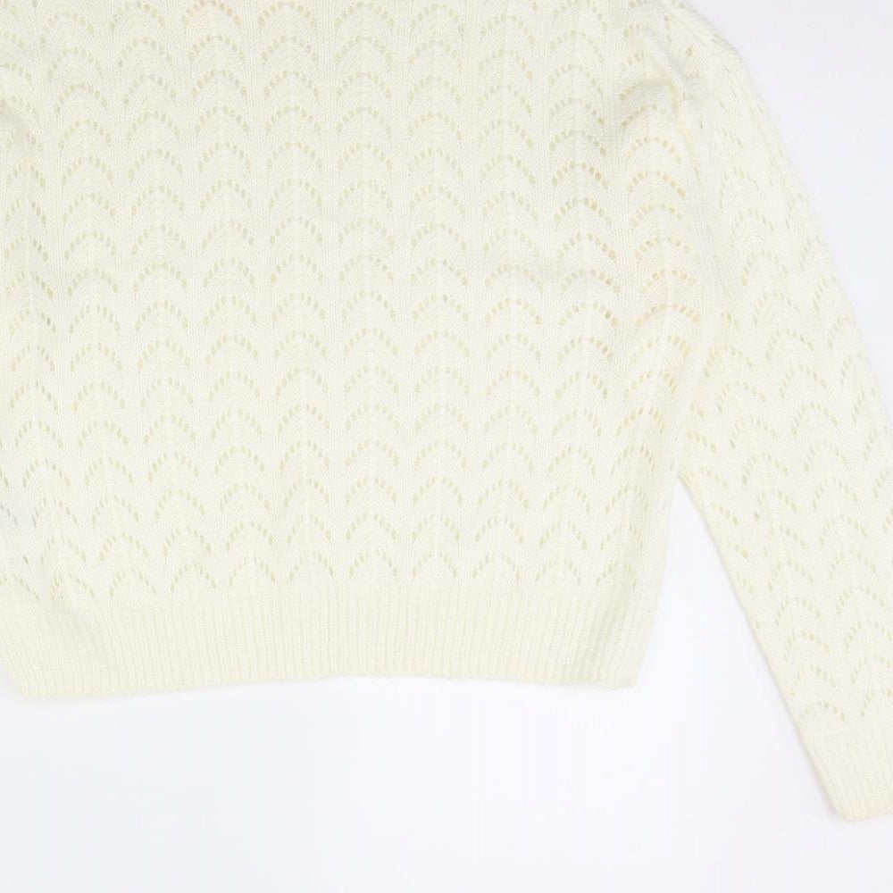 Womens UK Size S Divided White Pullover Jumper