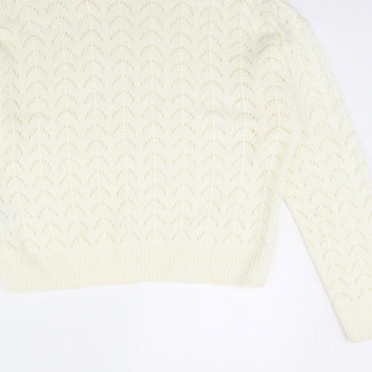 Womens UK Size S Divided White Pullover Jumper