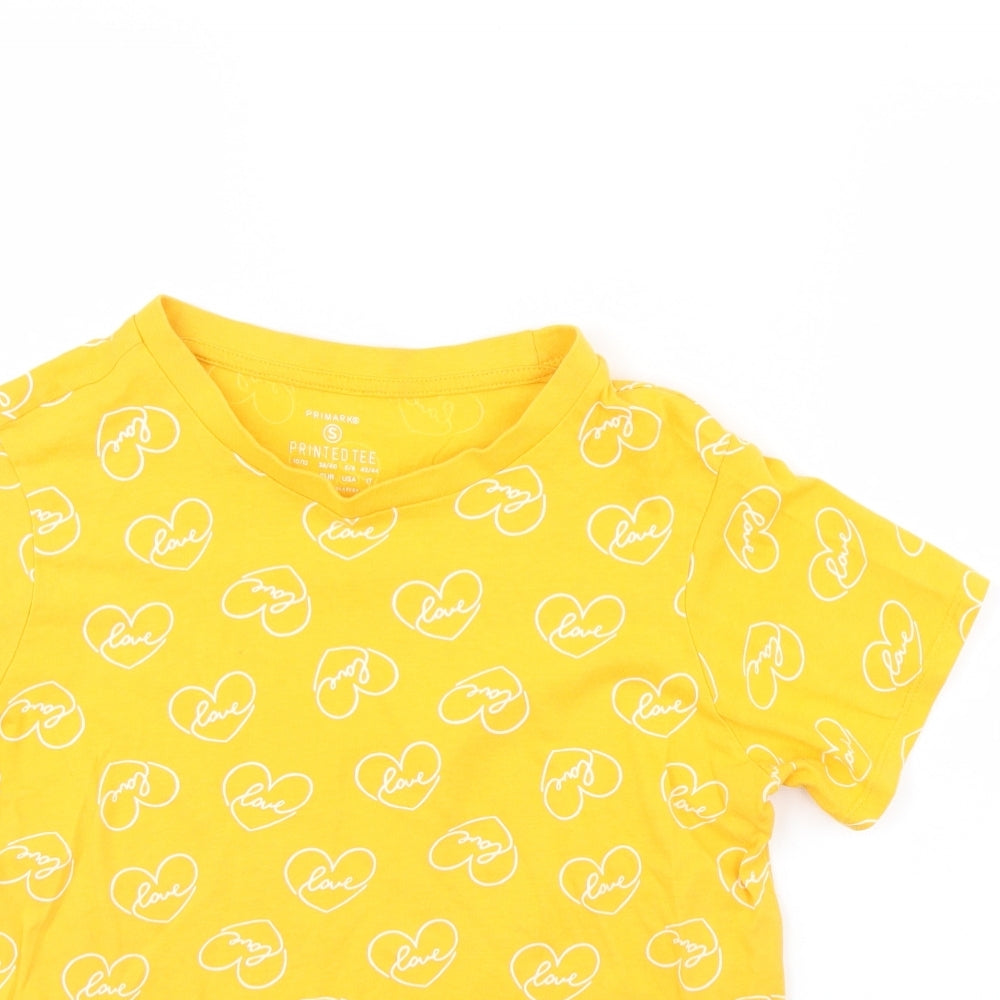 Primark Womens Yellow   Cropped T-Shirt Size S