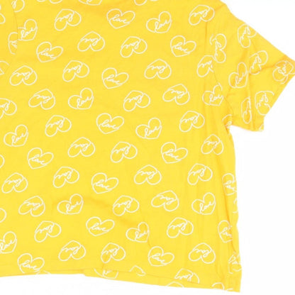 Primark Womens Yellow   Cropped T-Shirt Size S