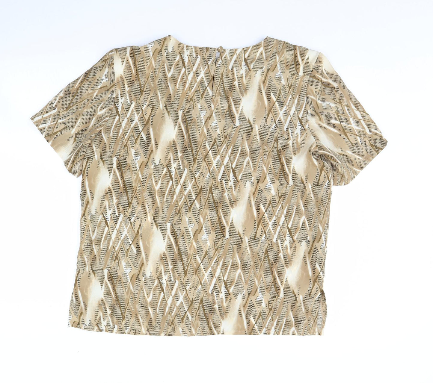 Bonmarché Womens Beige Geometric  Basic Blouse Size 16  - Shoulder Pads