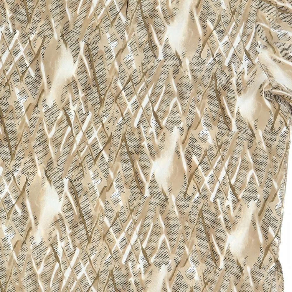 Bonmarché Womens Beige Geometric  Basic Blouse Size 16  - Shoulder Pads