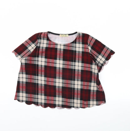 Cameo Rose Womens Red Check  Basic Blouse Size 10
