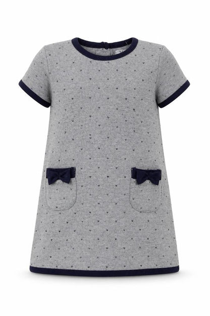 Young Dimension Girls Grey Polka Dot Jersey T-Shirt Dress  Size 12-18 Months