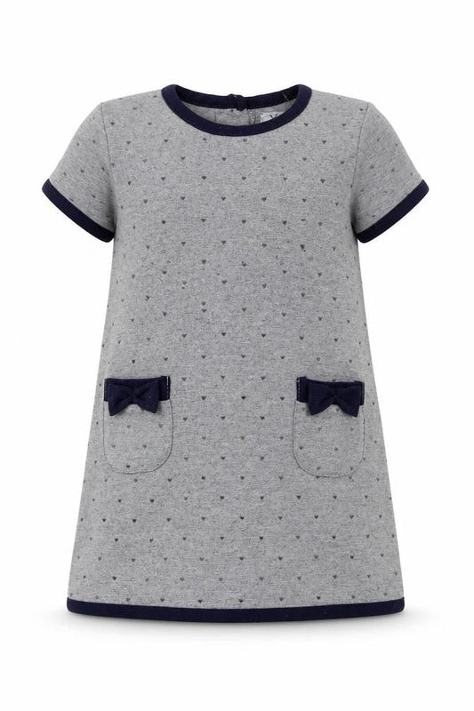 Young Dimension Girls Grey Polka Dot Jersey T-Shirt Dress  Size 12-18 Months