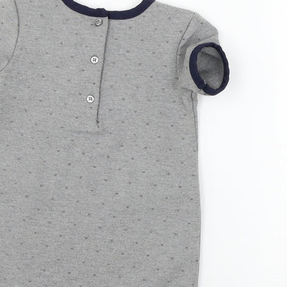Young Dimension Girls Grey Polka Dot Jersey T-Shirt Dress  Size 12-18 Months