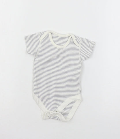 Marks and Spencer Girls Grey Striped Jersey Babygrow One-Piece Size 0-3 Months