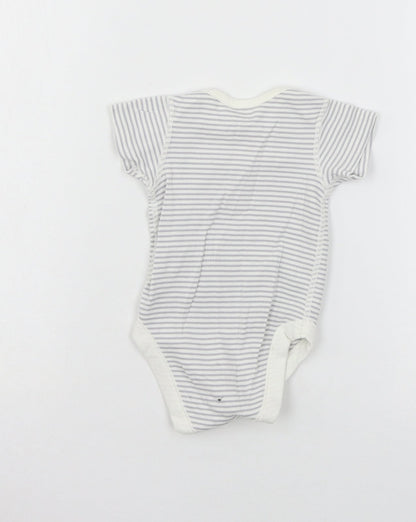 Marks and Spencer Girls Grey Striped Jersey Babygrow One-Piece Size 0-3 Months