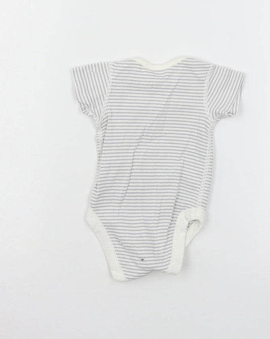 Marks and Spencer Girls Grey Striped Jersey Babygrow One-Piece Size 0-3 Months