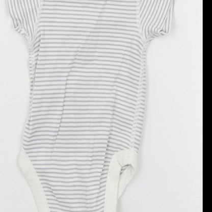 Marks and Spencer Girls Grey Striped Jersey Babygrow One-Piece Size 0-3 Months