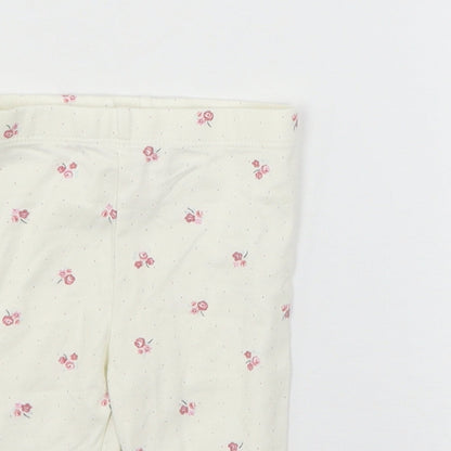 TU Girls Ivory Floral Jersey Jogger Trousers Size 3-6 Months