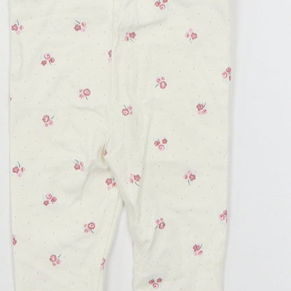TU Girls Ivory Floral Jersey Jogger Trousers Size 3-6 Months