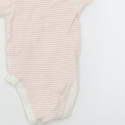 Marks and Spencer Girls Pink Striped Jersey Babygrow One-Piece Size 3-6 Months