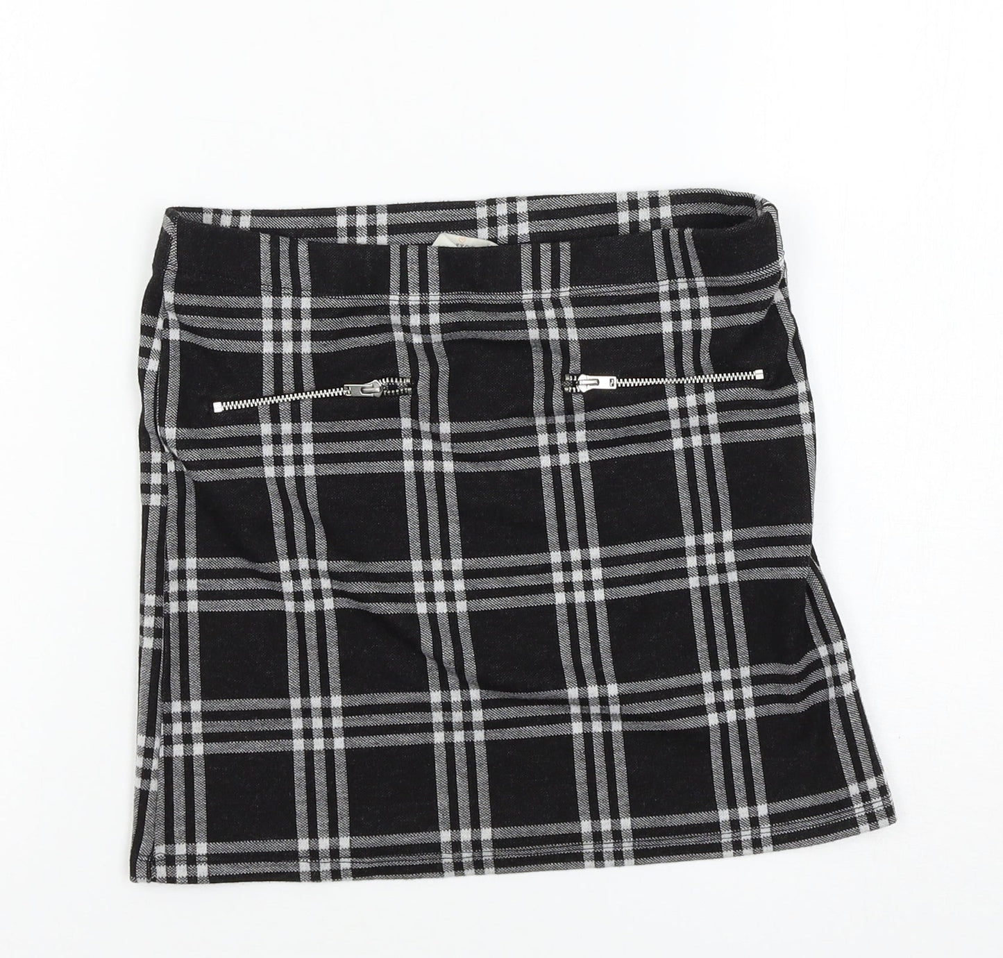 Miss E-vie Girls Black Check Jersey A-Line Skirt Size 10-11 Years