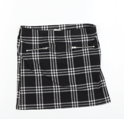 Miss E-vie Girls Black Check Jersey A-Line Skirt Size 10-11 Years