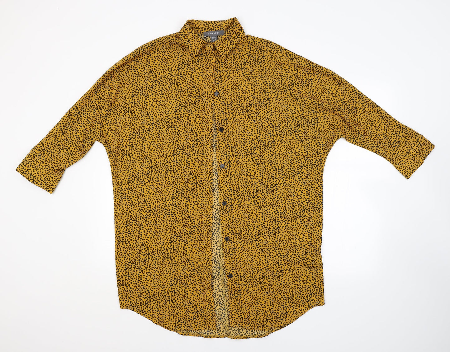 Primark Womens Orange Animal Print  Basic Button-Up Size 8