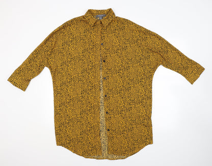 Primark Womens Orange Animal Print  Basic Button-Up Size 8