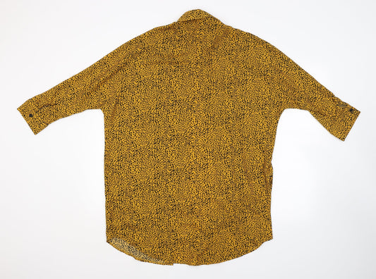 Primark Womens Orange Animal Print  Basic Button-Up Size 8