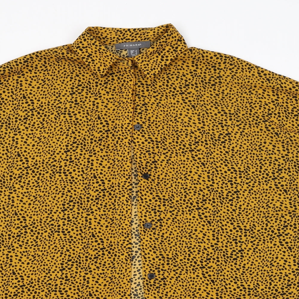 Primark Womens Orange Animal Print  Basic Button-Up Size 8
