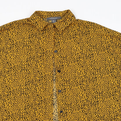 Primark Womens Orange Animal Print  Basic Button-Up Size 8