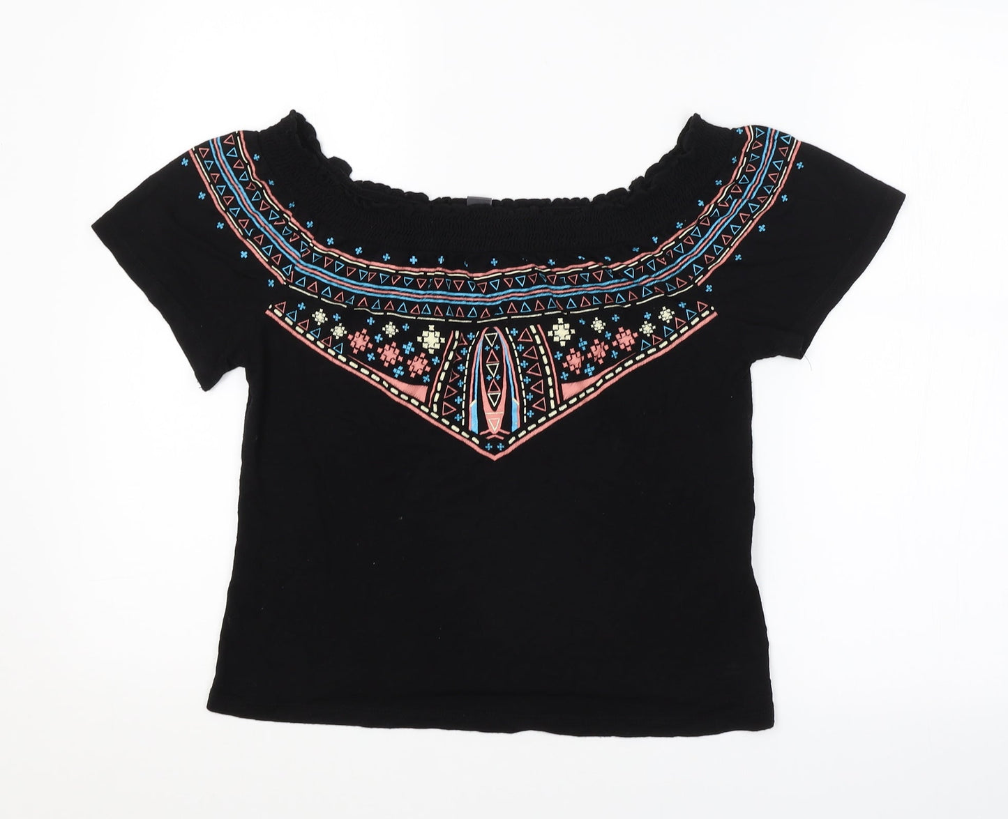 Primark Womens Black Argyle/Diamond  Basic Blouse Size 8