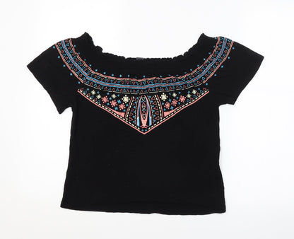 Primark Womens Black Argyle/Diamond  Basic Blouse Size 8