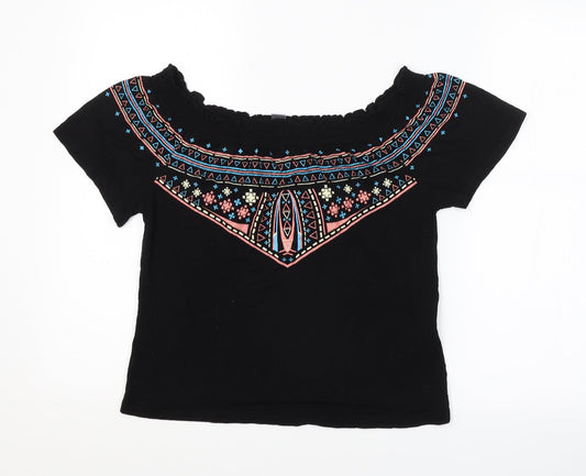 Primark Womens Black Argyle/Diamond  Basic Blouse Size 8