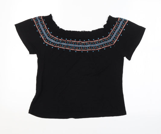 Primark Womens Black Argyle/Diamond  Basic Blouse Size 8