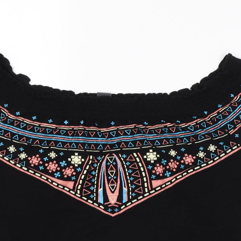 Primark Womens Black Argyle/Diamond  Basic Blouse Size 8