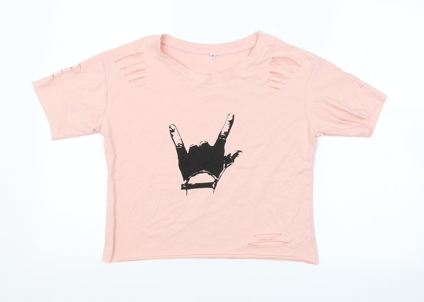 Womens UK Size M Preworn Pink Cropped T-Shirt