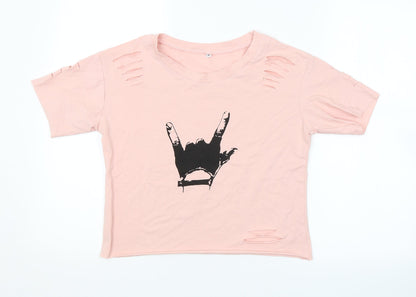 Womens UK Size M Preworn Pink Cropped T-Shirt
