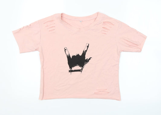Womens UK Size M Preworn Pink Cropped T-Shirt