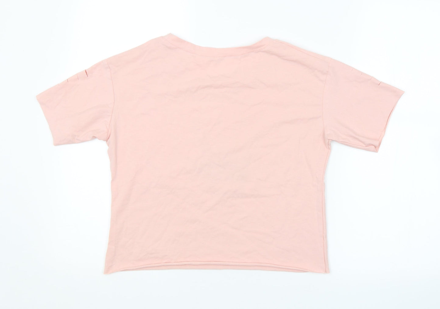 Womens UK Size M Preworn Pink Cropped T-Shirt