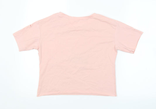 Womens UK Size M Preworn Pink Cropped T-Shirt