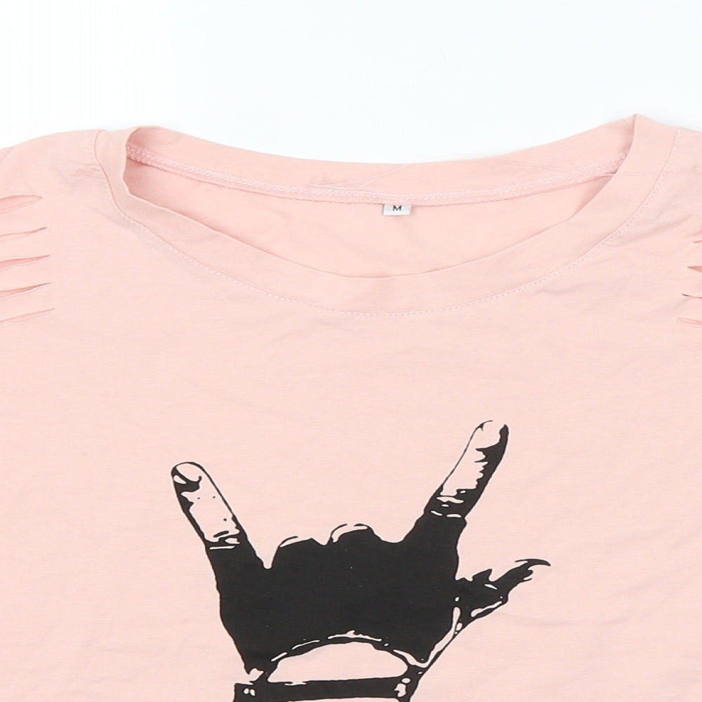 Womens UK Size M Preworn Pink Cropped T-Shirt
