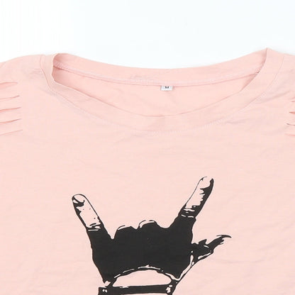 Womens UK Size M Preworn Pink Cropped T-Shirt