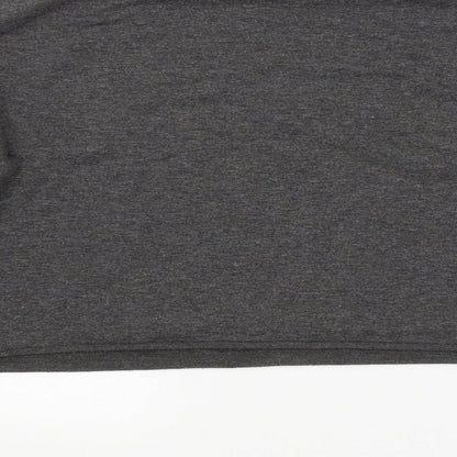 Brand and care label for women’s grey pullover sweatshirt, size S