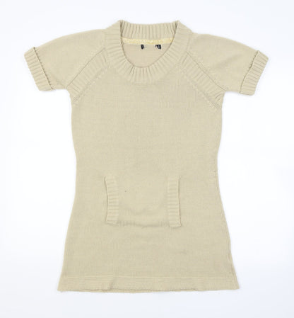 Womens UK Size 10 Preworn Beige Pullover Jumper
