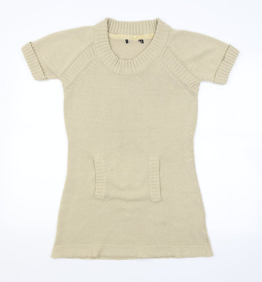 Womens UK Size 10 Preworn Beige Pullover Jumper