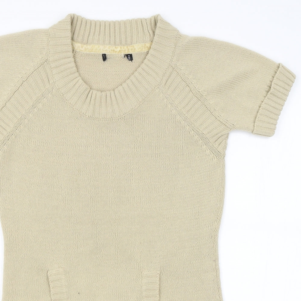 Womens UK Size 10 Preworn Beige Pullover Jumper