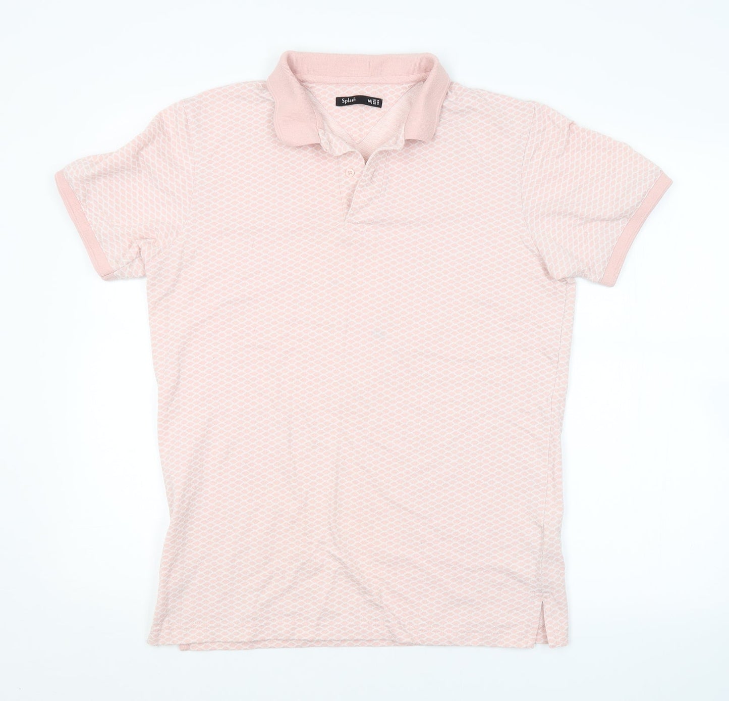 SPLASH Mens Pink Argyle/Diamond   Polo Size M
