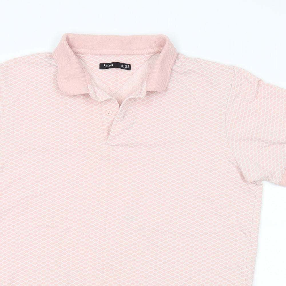 SPLASH Mens Pink Argyle/Diamond   Polo Size M