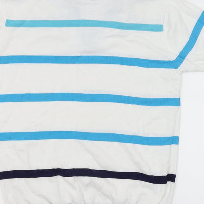 JM SPORT Mens White Striped   Polo Size L
