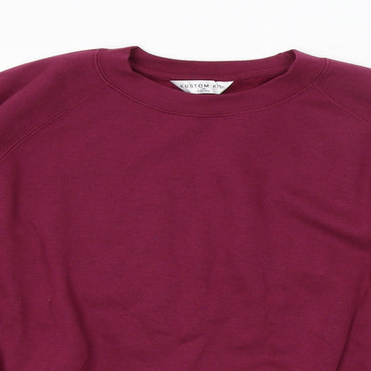 Close-up detail of Kustom Kit men’s purple jumper, size M
