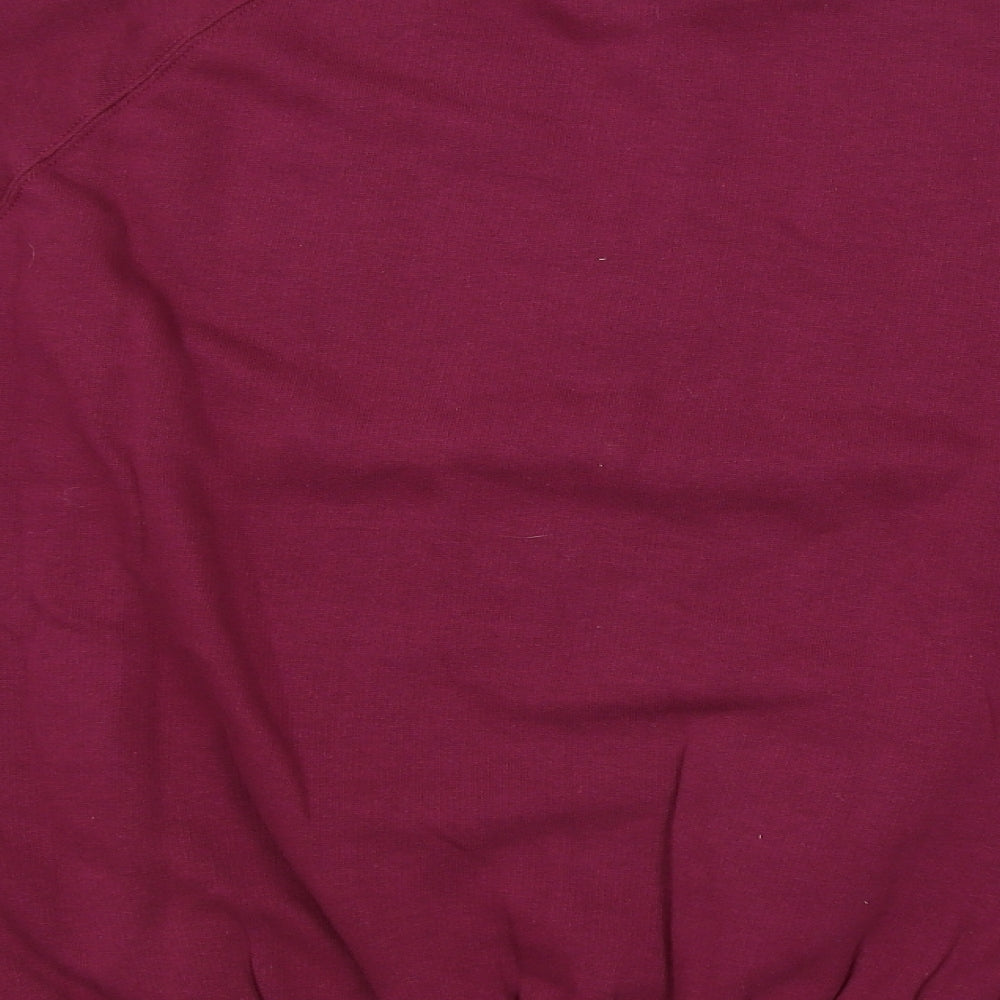 Brand and care label for Kustom Kit men’s purple jumper, size M
