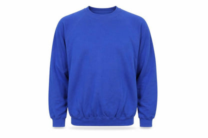 Front view of Kustom Kit men’s blue jumper, size M